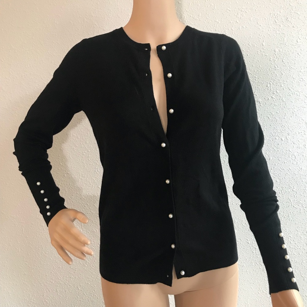 Zara Pearl Cardigan Navy Knit Women’s Size S